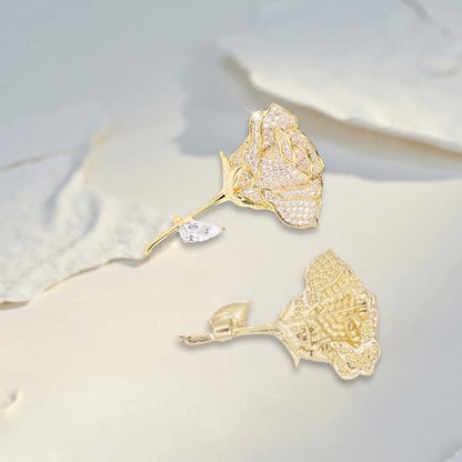 Rhinestone Flower Brooch Cute Floral Crystal Pearl Brooches and Pins for Women Gold brooch Fashion Jewelry for Women Men Gift - color: Golden rose