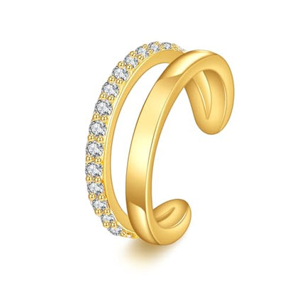 Solid 14K Gold Ear Cuff Earring for Women,14kt Real Gold Ear Cuff Hypoallergenic Non Piercing Cartilage Earring Jewelry Gifts for Christmas Birthday Her Mother Wife - style: Style 1