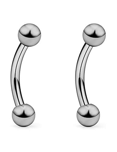 Prjndjw Internally Threaded Eyebrow Piercing Jewelry Surgical Steel Curved Barbell Tiny Eyebrow Ring Vertical Labret Lip Jewelry Ear Rook Earrings for Women Men 20g 16g 6mm/8mm/10mm/12mm - color: style 1