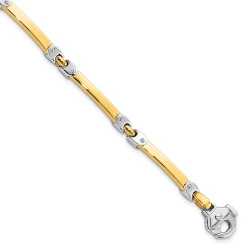 14K Two-tone Gold Polished Bracelet 7.5"
