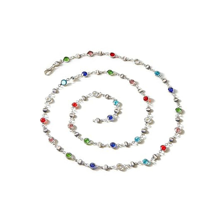 Colorful Crystal Long Necklace for Women Dainty Boho Y-Shaped Color Bead Necklaces Sparkly Rhinestone Pendant Layered Gold Long Chain Choker Good Luck Trend Jewelry Gift Jewelry - color: Silver