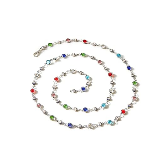Colorful Crystal Long Necklace for Women Dainty Boho Y-Shaped Color Bead Necklaces Sparkly Rhinestone Pendant Layered Gold Long Chain Choker Good Luck Trend Jewelry Gift Jewelry - color: Silver