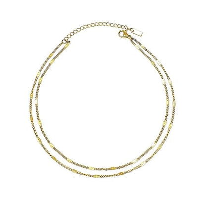 Stainless Steel Chain Ankle Bracelet for Women Adjustable Waterproof Anklet - color: Gold / Double Layer Fine Curb