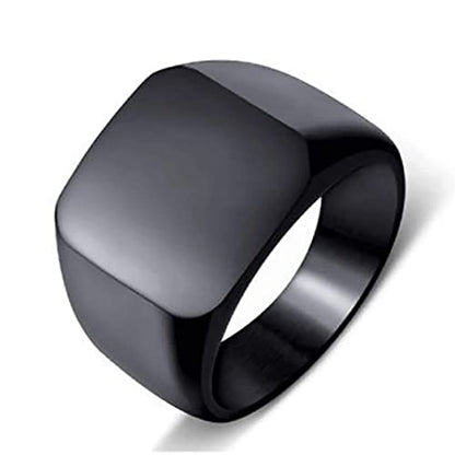 VQYSKO 14K Gold Plated Square Signet Ring | Stainless Steel Band for Men - color: Square Black