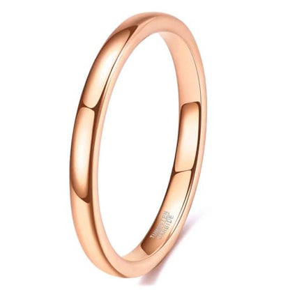 Tungsten Domed Wedding Band Men Women High Polish Comfort Fit - color: 2mm-Rose Gold