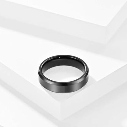 Stainless Steel Wedding Band Ring For Men Women | Sandblasted matte finish, 4mm/6mm/8mm widths, steel/black/gold-tone colors, everyday wear, wedding - color: Smooth-6mm-Black