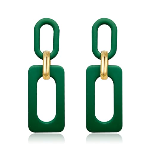 Acrylic Rectangle Earrings for Women, Fashion Square Drop Earrings,Statement Jewelry - color: green