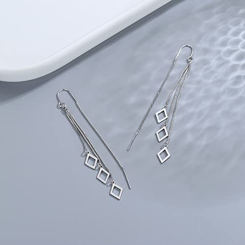 925 Sterling Silver Dangle Earrings with Charms Heart, Water drop, Moon, Star Long Drop Earring for Women Jewelry Gifts Hypoallergenic - color: geometry