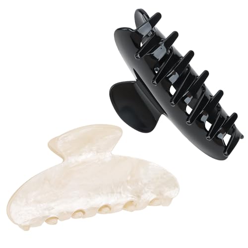 2 Pcs Hair Claw Clips for Women Non-slip Hair Clip Hair Accessories | Acrylic Claw Clips, Thick Hair, Cute Hair Clip, Ideal Gifts - color: Black and White