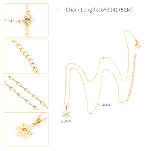 16 Inch Women's Pendant Necklace Chains - 5 Different Pendant Designs, Dainty Adjustable Chains(Gold/Silver) - color: gold6