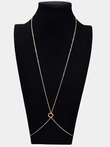 Gold Plated Body Chain for Women, Layered Bikini Waist Chain | Sexy Rhinestone Body Jewelry, Chest Belly Chain, Adjustable Fit, Crossover Design, Summer Beach Parties and Vacations - color: Gold9