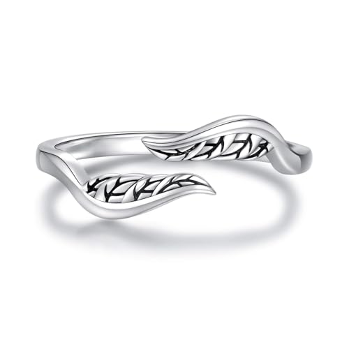 Sariel 925 Sterling Silver Toe Rings for Women Boho Adjustable Mid Finger Rings Summer Vacation Ocean Beach - color: Feather