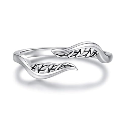 Sariel 925 Sterling Silver Toe Rings for Women Boho Adjustable Mid Finger Rings Summer Vacation Ocean Beach - color: Feather