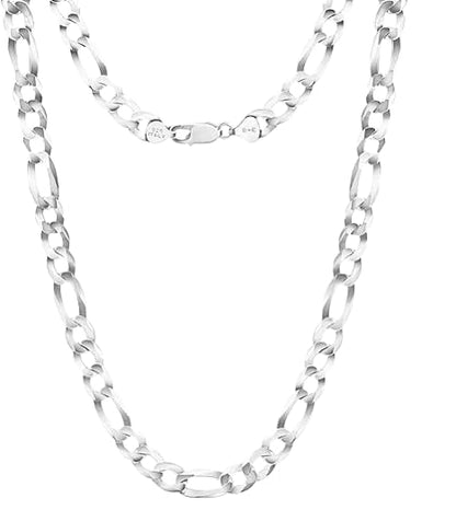 Figaro 925 Sterling Silver Chain for Men - Handmade Italian Design, Hypoallergenic, Secure Lobster Clasp - Stylish, Durable Necklace & Bracelet Chains for Everyday & Special Occasions - Gift Idea - size: 18, style: 2.1MM