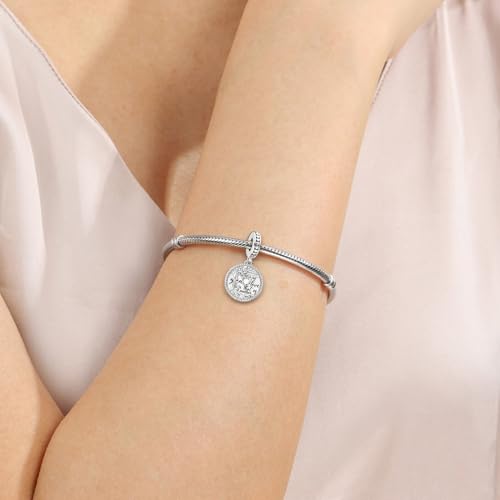 Tree of Life Dangle Charm Mother's Love Pendant Bead Compatible with Pandora Bracelets & Necklaces Women - color: White