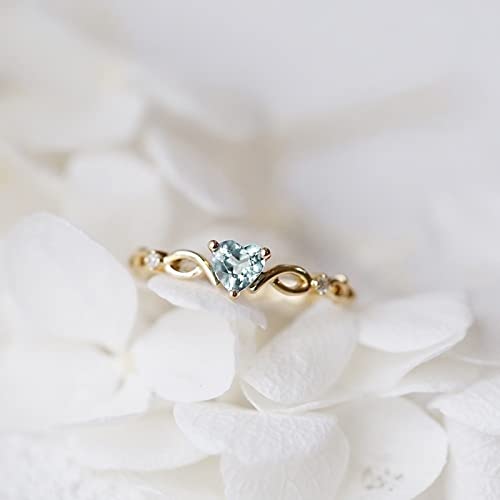 Women Heart Shaped Engagement Rings Inlaid Zircon Anniversary Rings Elegant Exquisite Wedding Jewelry (A-Blue, 10) - color: A-blue, size: 10