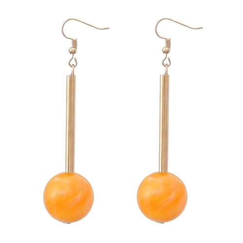 Acrylic Geometric Earrings Round Square Resin Earrings Lightweight Drop Earrings Resin Acetate Drop Dangle Hoop Earrings Long Tassel Fashion Jewelry Hollow Marble Design for Women - color: Yellow