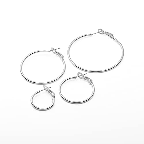 Amazon Essentials Sterling Silver or Gold plated Lightweight Paddle Back Hoop Earrings - color: Silver, size: 40 mm