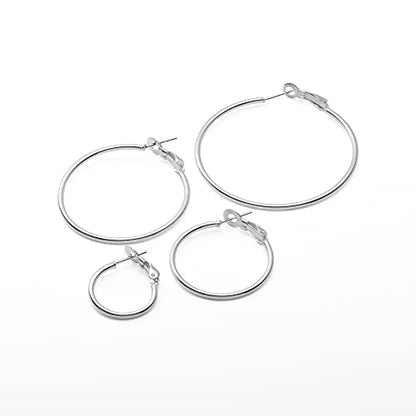 Amazon Essentials Sterling Silver or Gold plated Lightweight Paddle Back Hoop Earrings - color: Silver, size: 40 mm
