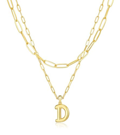 adoyi Dainty Heart Initial Necklaces 14K Gold Plated Layered Letter A-Z Pendant Necklace Stack Trendy Jewelry Birthday Valentines Gifts for Women Jewelry - color: Gold-Letter, style: D
