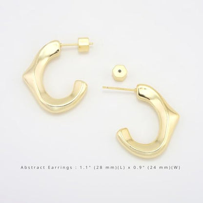 RENAIZ Bold Statement Hoop & Stud Earrings for Women – 14K Gold & Rhodium Plated Maximalist Jewelry, Chunky Geometric Boho Earrings, Hypoallergenic Non-Tarnish Trendy Gift - color: Yellow Gold, style: Abstract