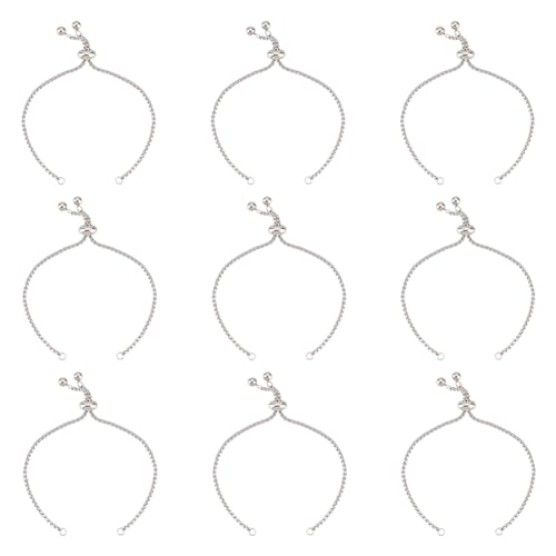 UNICRAFTALE 10pcs 24cm Adjustable Slider Bracelets 304 Stainless Steel Bracelet Making Slider Extender Chains with Ball Ends for Women Semi Finished DIY, Hole 2.5~3mm - color: Metal Color, size: 24cm
