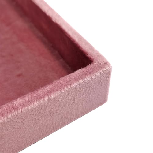 Flat Jewelry Tray Velvet Stackable Jewelry Display Organizer for Necklaces, Rings, Earrings Compact Jewelry Storage for Dresser, Countertop（Pink）