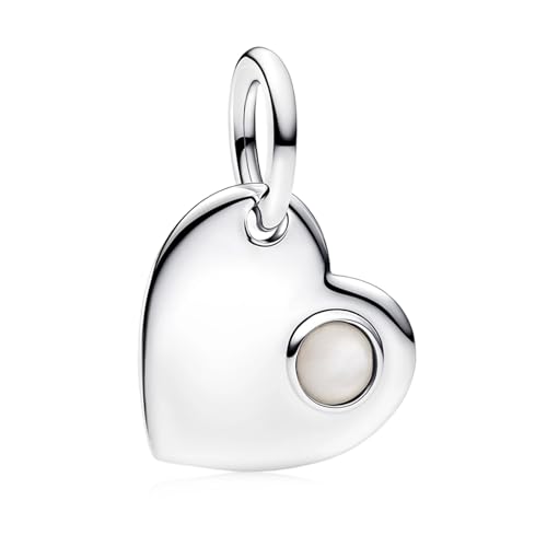 Birthstone Charm, Heart Charm Pendant Dangle with CZ, for Anniversary Birthday Mothers Valentines Day Christmas Graduation, for Yourself Family Mom Friend Girlfriend Sister Grandma - style: Jun.