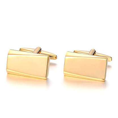 Cufflinks for Men, Stainless Steel Cuff Links Mens for Wedding Business Gifts, Silver, Black, Gold - color: Gold