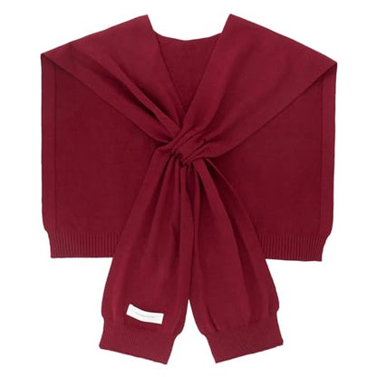 WaJuemy Women's Sweater Shawl Wraps Sleeves Knitted Collar Sweater Scarf Top Casual Lightweight Shoulder Cape Accessories - color: 13 Burgundy