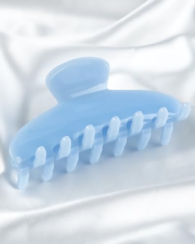 MAORULU Cute Claw Clip for Women – 4.3'' Large Acetate Hair Clips for Thick Thin Curly Long Hair, Durable Hair Clamps Non-slip Jaw Clip, Strong Hold, Stylish French Design (Blue) - color: Blue