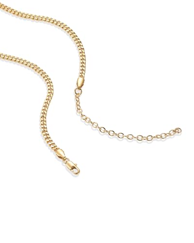 PAVOI Chain Necklace for Women, 14K Gold Plated Adjustable Layering Chain - style: Curb