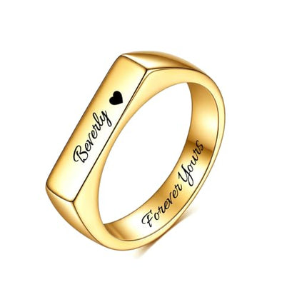 Custom Ring for Women 925 Sterling Silver Name Rings Personalized Initial Ring Engraved Stackable Letter Ring Christmas Birthday Gifts For Mom Grandma Sisters Girlfriend - color: Style 3-Gold