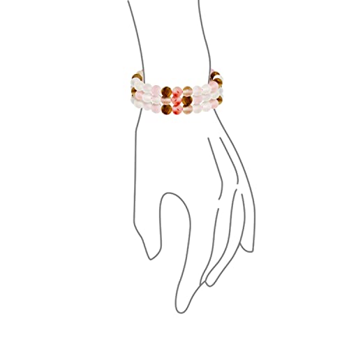 Bling Jewelry Unisex Stackable Set Of 3 Gemstone Round Bead 8MM Stretch Bracelet For Women Teen Men Multi Strand Stacking Adjustable - color: Rose Quartz
