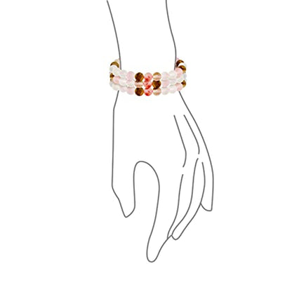 Bling Jewelry Unisex Stackable Set Of 3 Gemstone Round Bead 8MM Stretch Bracelet For Women Teen Men Multi Strand Stacking Adjustable - color: Rose Quartz
