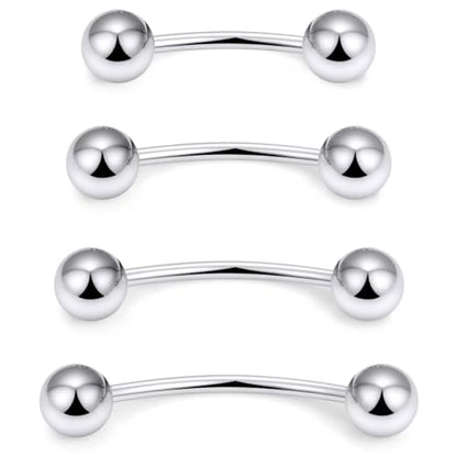 Snake Eyes Piercing Jewelry Tongue Surgical Steel Frog Eyes Tongue Rings 16G 14G Eyebrow Piercing Curbed Barbell Vertical Labret Lip Jewelry Bridge Piercings for Women Men 10mm/12mm/14mm/16mm - color: 16g,silvertone