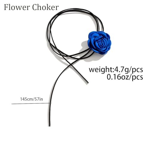 Black Choker Necklace Set Velvet Lace Choker Daisy Gothic Punk Classic Choker - color: Blue