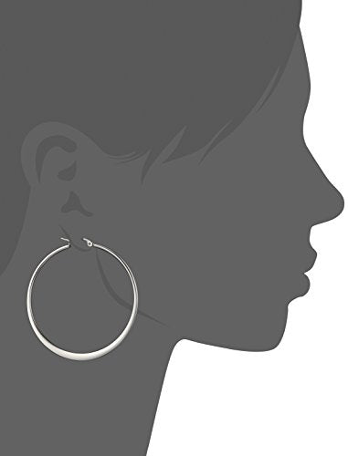 Amazon Essentials Gold Plated or Stainless Steel Flattened Hoop Earrings - color: Stainless steel, size: 45 mm