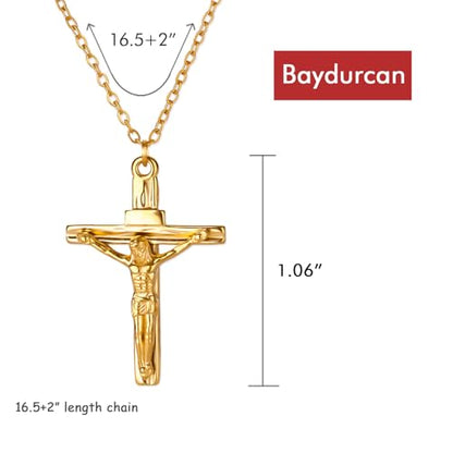 Baydurcan Dainty Gold Necklace for Women Ankh Mom Jesus Sun Star Necklace | 14K Gold Plated Pendant Necklaces Gifts for Friends Sister Mother, Birthday, Christmas, Graduation, Inspirational Gifts - style: Jesus
