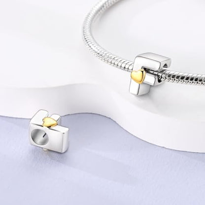 925 Sterling Silver Letter Charms A-Z for Bracelet Necklace Alphabet Bead | Heart letter A B C D G J charm initial gold Pendant beads Jewelry Gift for Women - color: Letter F