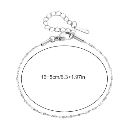 Minimalist Chain Bracelet, Sparkling Dainty Star Chain Jewelry | A chain bracelet made from durable stainless steel. Its reflective, textured design adds a touch of refined elegance. - color: Silver