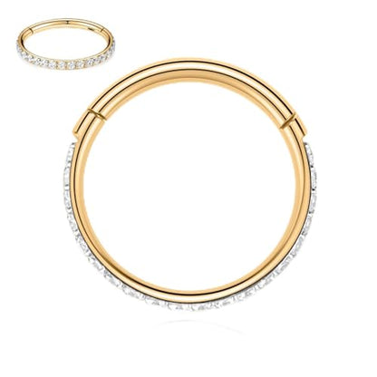 FUNLMO 20G 18G 16G 12G Nose Ring Hoop Conch Rook Daith Helix Tragus Piercing Jewelry 316L Surgical Steel Cartilage Earring Conch Hoop Earring Septum Jewelry Belly Lip Ring 5mm to 14mm - color: Gold-Clear CZ, 1pc