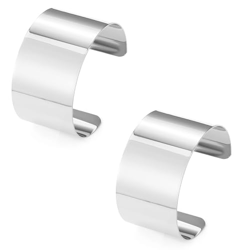 2Pcs Cuff Bangle Bracelet for Women Open Wide Wire Bracelets Gold Wrist Cuff Wrap Bracelet Adjustable - color: Silver2