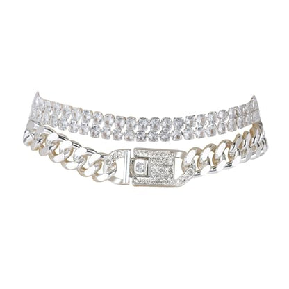 14K Gold Anklets for Women Waterproof Rhinestone Ankle Bracelet Layered Cuban Link Chain Diamond Anklet Beach Jewelry for Women - color: Silver Anklets Style A