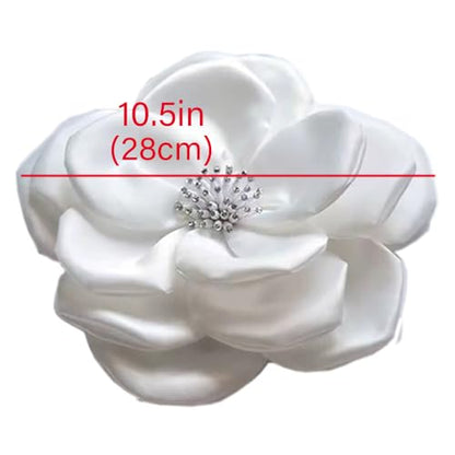 Large Plated Fabric Brooches Lapel Pins Chiffon Fabric Applique Brooches Big Flower Brooch Pin for Women Wedding Part Dance Clothes Accessories Jewelry