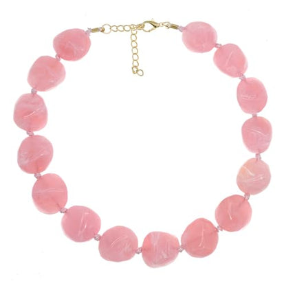 We We Chunky Colorful Beaded Necklace for Women Large Boho Statement Bead Chokers Necklaces Turquoise Blue Big Beads Jewelry Neck Summer Beach - color: big bead pink