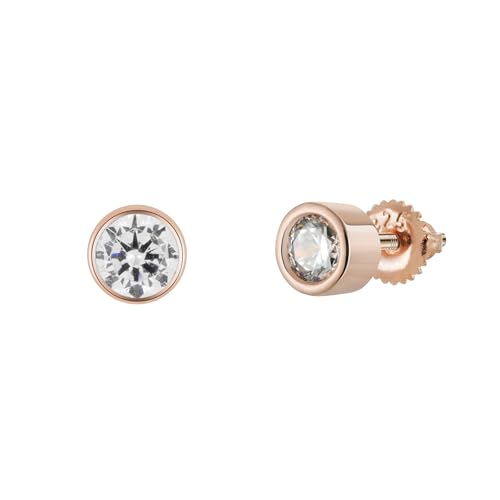 Bolenvi Birthstone Crystal Stud Earrings, 925 Sterling Silver Back Posts, Small Stud Earrings for Women and Men - color: April Diamond Birthstone