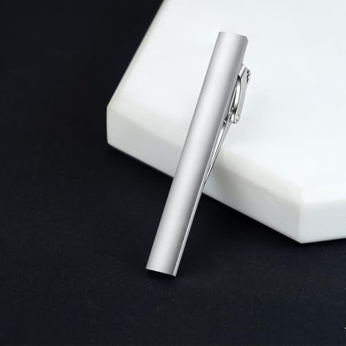HONEY BEAR 5cm/5.4cm/6cm Mens Tie Clip Bar for Normal Size Steel Business Wedding Gift 1.97"/2.12"/2.36" - style: 5cm Brushed Silver