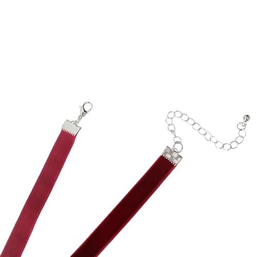Handcrafted Velvet Choker Necklace with Exquisite Camellia Pendant Fashion Jewelry for Women - color: RED01W