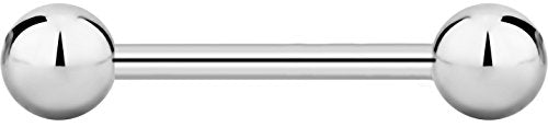 Forbidden Body Jewelry nipple barbell, nipple bars, silver nipplerings piercing Surgical Steel 8g - 18g Straight Barbell Body Jewelry (Sold Individually) - style: 14G 14mm (9/16") 5mm Balls